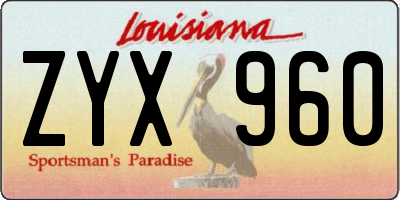 LA license plate ZYX960
