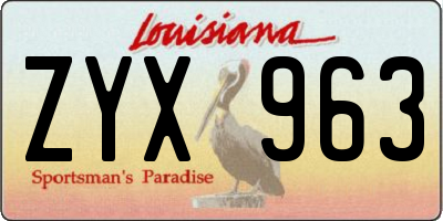 LA license plate ZYX963