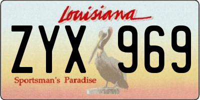 LA license plate ZYX969