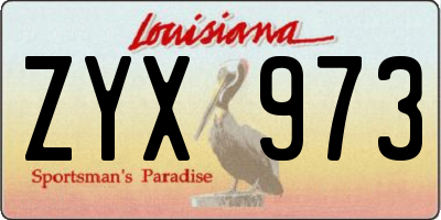 LA license plate ZYX973