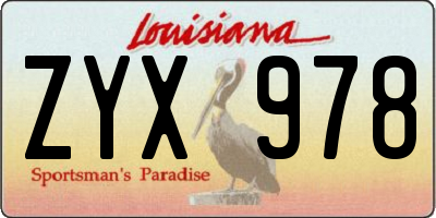 LA license plate ZYX978