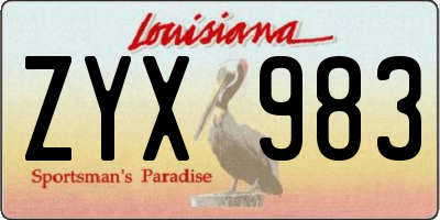 LA license plate ZYX983