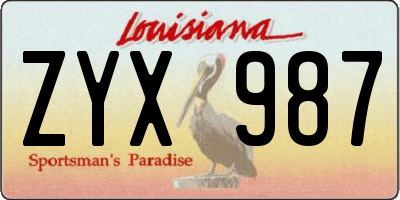 LA license plate ZYX987