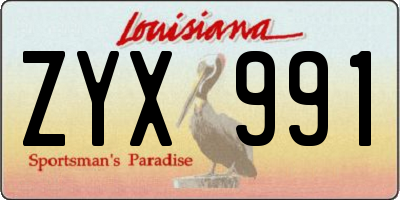 LA license plate ZYX991