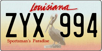 LA license plate ZYX994