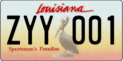 LA license plate ZYY001