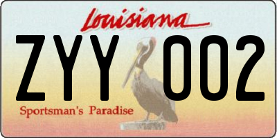 LA license plate ZYY002