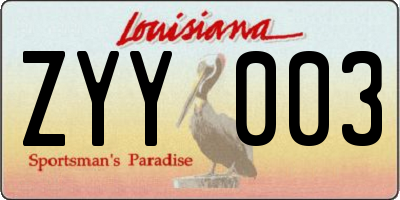 LA license plate ZYY003
