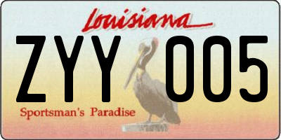 LA license plate ZYY005