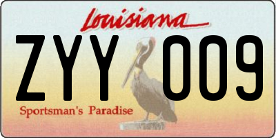 LA license plate ZYY009