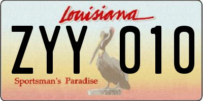 LA license plate ZYY010