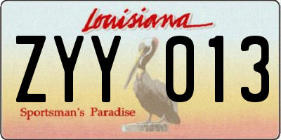 LA license plate ZYY013