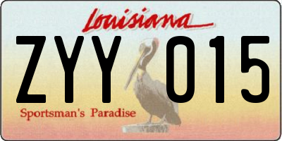 LA license plate ZYY015