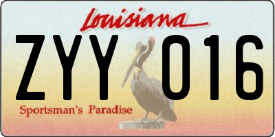 LA license plate ZYY016