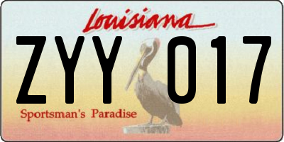 LA license plate ZYY017
