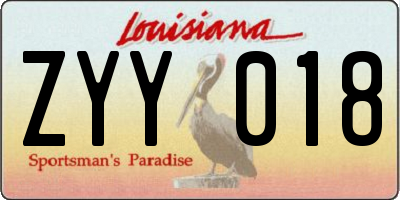 LA license plate ZYY018