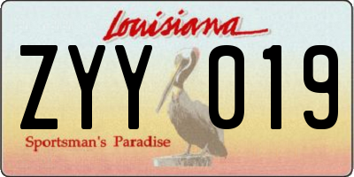 LA license plate ZYY019