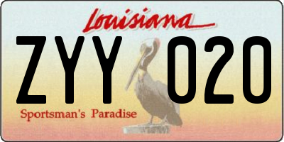 LA license plate ZYY020