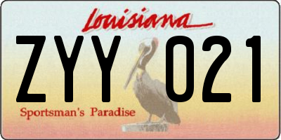 LA license plate ZYY021
