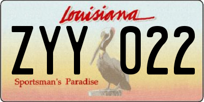 LA license plate ZYY022