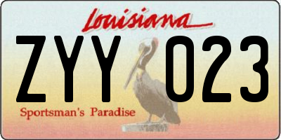 LA license plate ZYY023