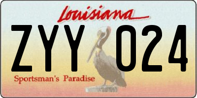 LA license plate ZYY024