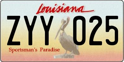 LA license plate ZYY025