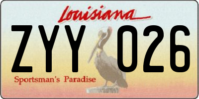 LA license plate ZYY026