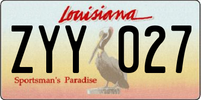 LA license plate ZYY027