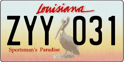 LA license plate ZYY031