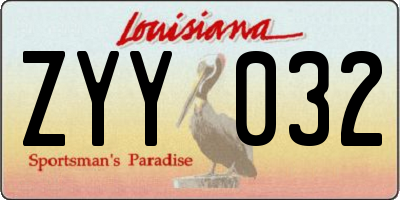 LA license plate ZYY032