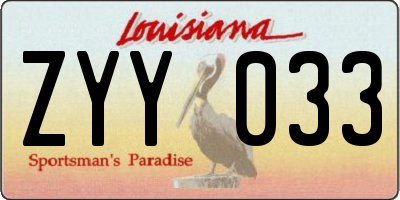 LA license plate ZYY033