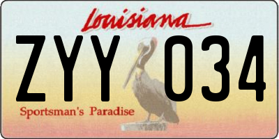 LA license plate ZYY034