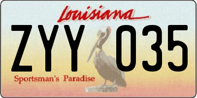 LA license plate ZYY035