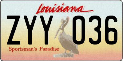 LA license plate ZYY036