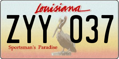 LA license plate ZYY037
