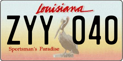LA license plate ZYY040