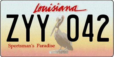 LA license plate ZYY042