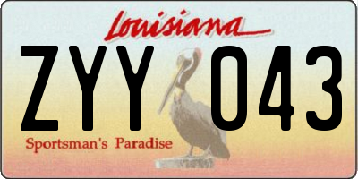 LA license plate ZYY043
