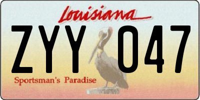 LA license plate ZYY047
