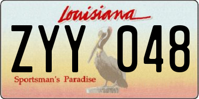 LA license plate ZYY048