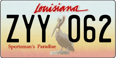 LA license plate ZYY062
