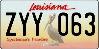 LA license plate ZYY063