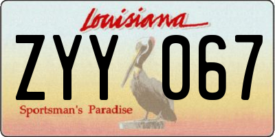 LA license plate ZYY067