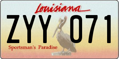 LA license plate ZYY071