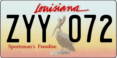 LA license plate ZYY072