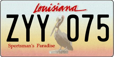 LA license plate ZYY075