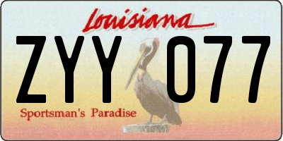 LA license plate ZYY077