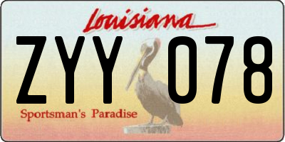 LA license plate ZYY078