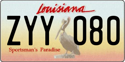 LA license plate ZYY080